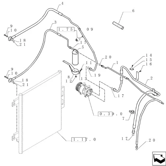 87576076 - Трубка конд. T7/Pm.